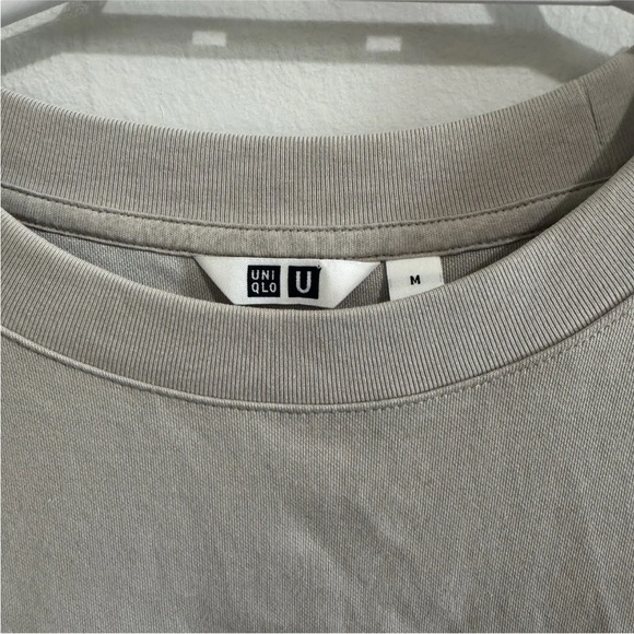 Uniqlo U AIRism Cotton Oversized T-Shirt Half Sleeve CrewNeck Grey Men’s Medium - Picture 3 of 6